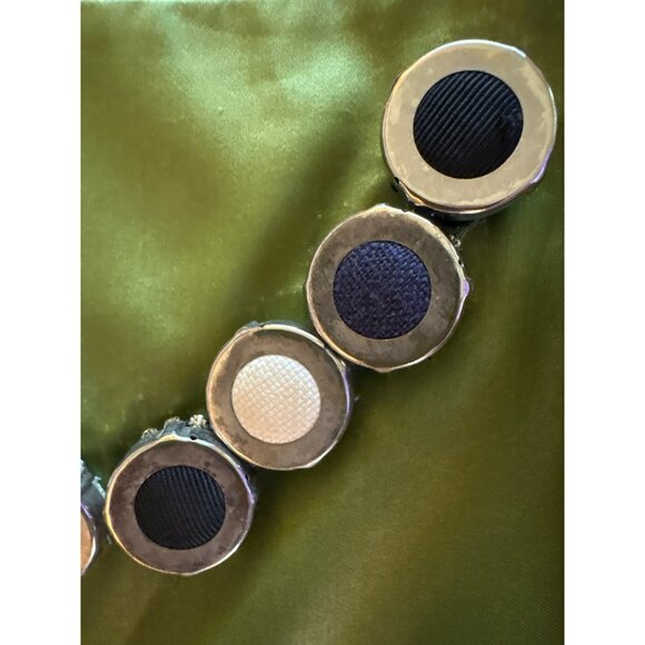 Lela Rose Green Silk Sleeveless Dress W/Decorative Straps Scalloped Hem Size 10 - Picture 8 of 10